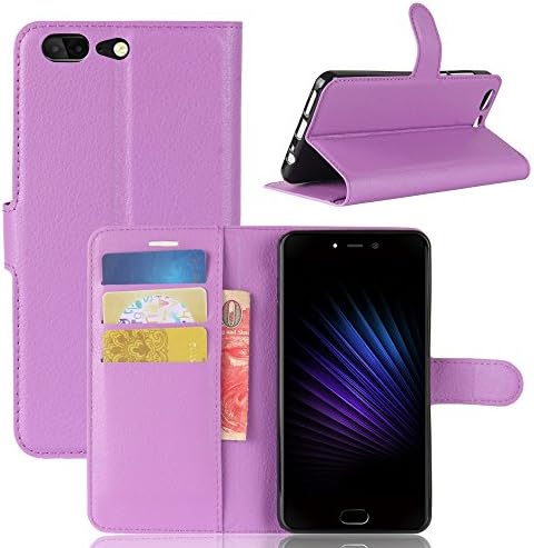 UTRO Leagoo T5 Case – Premium PU Leather Flip Cover Stand Wallet Case with Magnetic Clasp and Card Slots for Leagoo T5 Smartphone (Purple)