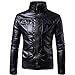 Produktbild Herren Tops Internet Lederjacke Herbst & Winter Biker Motorrad Reißverschluss Outwear Warmer Mantel (schwarz, M)