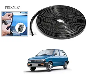 PRIKNIK Car U Shape Edge Trim Rubber Strip Seal Protector Car Door Edge Guards (16 ft/5 m, Black) Compatible with Maruti Suzuki 800