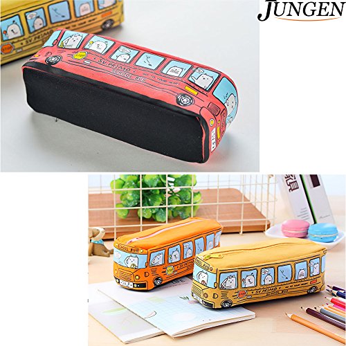 JUNGEN Bolso de l  piz Caja creativa del l  piz de la forma del autob  s Bolso grande de la pluma de la capacidad bolsa de papeler  a para estudiantes  Azul 