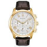 Bulova Herren Chronograph Quarz Uhr mit Leder Armband 97B169