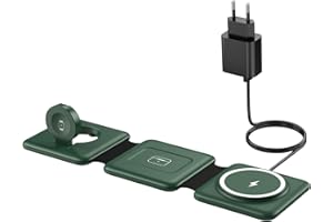 ER-ESTAVEL Stacja ładująca Mag-Safe 3 w 1 do iPhone'a – składana, bezprzewodowa ładowarka, kompatybilna z iPhone 14, 13, 12, 11 Pro Max, podróżna stacja ładująca do AirPods Pro z adapterem