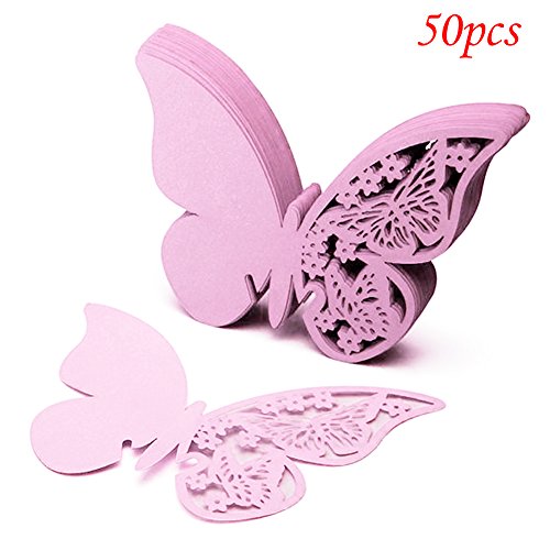 50 PCS Namenkarte Schmetterling Form Platzkarten Glasanhänger für Weinglas Cup Wandtattoos Wandsticker für Geschenk Hochzeit Party LianLe