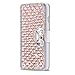 Produktbild Karomenic kompatibel mit Samsung Galaxy S4 PU Leder Hülle 3D Glitzer Diamant Handyhülle Brieftasche Durchsichtig Schutzhülle Klapphülle Magnet Ledertasche Bumper Wallet Flip Case Etui,Rose gold