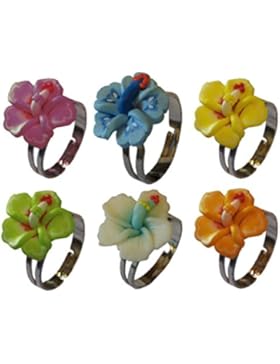 Kaltner Präsente Geschenkidee - Kinderringe Ringe für Kinder Mädchen aus Fimo Blumen bunt