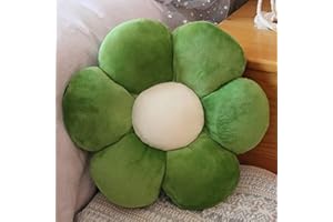 Morbuy Cojín de Peluche con Forma de Flor, Felpa Grueso Cojines para Sillas Cojín de Asiento, Nórdico Hogar Decorar para Oficina Sillas, Sofa, Rincón de Lectura, Habitación (A. Verde Oscuro,30x30cm)