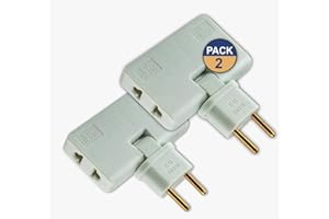 GENÉRICO Pack 2 Złodziej 3-gniazdowy płaski wtyk. Cienka konstrukcja: idealna do małych przestrzeni, 180º. głowica obrotowa adaptera amerykańskiego i europejskiego.