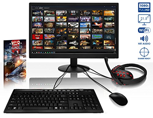 VIBOX Panoramic Komplett-PC Paket 9 Gaming PC – 3,5GHz Intel i5 Quad Core CPU, GT 710 GPU, preiswerte, Desktop Gamer Computer mit Spielgutschein, 22″ HD Monitor, Tastatur & Mouse Set (DE QWERTZ), Rot Innenbeleuchtung, lebenslange Garantie* (3,0GHz (3,5GHz Turbo) Superschneller Intel i5 7400 Kabylake Quad 4-Core Prozessor CPU, Nvidia GeForce GT 710 1GB Grafikkarte GPU, 8GB DDR4 2133Mhz RAM, 2TB Festplatte, Raijintek CPU Kühler, 400W 85+ Netzteil, Vibox rotes Gehäuse, Ohne Windows Betriebssystem) - 2