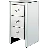 Alightup Table De Chevet Miroir 3 Tiroirs - Guéridon Miroir Verre 30x30x60cm Meuble Rangement Élégant