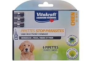 Vitakraft - 6 Pipettes Antiparasitaires au Diméthicone pour Grand Chien (15 à 30 kg)