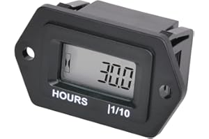 RileyFine Digitaler Betriebsstundenzähler, AC/DC 5V bis 277V, wasserdicht IP68, verwendet auf Gartentraktor Generator ZTR/Reitrasenmäher Roller Club Auto Gabelstapler Laub Trimmer Freischneider Ke