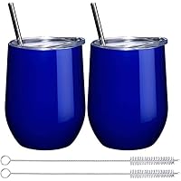 ONMIER 2er-Pack Weingläser aus Edelstahl, 12 oz Weinbecher mit Deckel Doppelwandiges ohne Stiel Vakuumisoliertes…