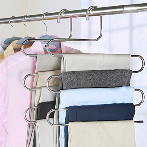 kleiderbügel aus Edelstahl Platzsparend Hosenbügel für 5 Hosen - 2