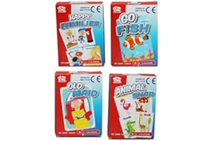 ATOZ A - Z Pack 4 Classic Chldrens Card Games Kids Travel Fun Old Maid Animal Snap Go Fish
