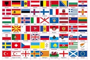 SAFIRMES Set di 63 adesivi EUROPA diverse bandiere di paesi e territori in EUROPA