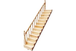 FONGKNOX Dockhustrappa, miniatyrtrappa, tr?trappa, 1/12 dockhus, miniatyrm?bler, tr?vaggssteg, modell, g?r-det-sj?lv trapptil