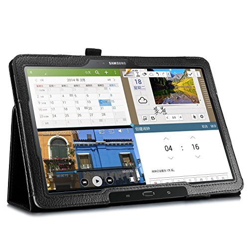 Invero® Premium Hülle Ledertasche umfasst Ständer Feature, Displayschutzfolie und Eingabestift Kugelschreiber für Samsung Galaxy Tab Pro 10,1 Zoll SM-T520 SM-T525 (Schwarz / Black) - 4