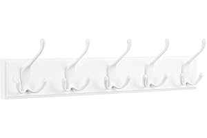 SONGMICS Vägghängd Klädhängare, Kroklist med 5 Trippelkrokar | Klädkrokar av MDF och zinklegering, 50,4 x 7 x 10,5 cm, för Ja