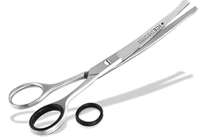 INSTRUMENTENRW Ciseaux de toilettage pour chiens et chats en acier inoxydable avec lame incurvée tranchante et microdenture unilatérale pour une coupe précise du pelage des animaux 14 cm