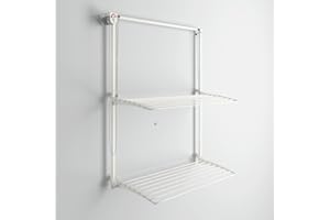 foxydry Wall Plus, Stendibiancheria da parete, Stendino da muro verticale, stendino a scomparsa richiudibile da interno e esterno (128 cm)