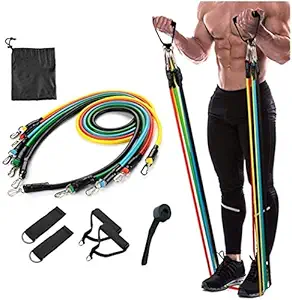 Sui Generis Resistance Band for Workout Set & Excercise, Stretching, and Workout Toning Tube Kit with Foam Handles, Door Anchor, Ankle Strap, and Carrying Bag for Men, Women