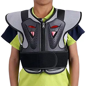 ZZ Lighting Kids Chest Spine Protector Body Armor Vest Protective Gear for Motocross Dirt Bike Skiing Snowboarding, Black L