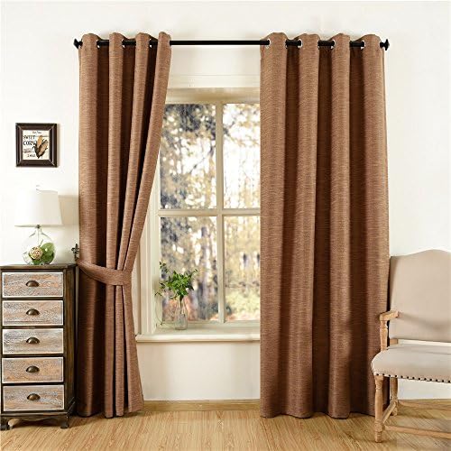 Purple Products QINUO HOME Energy Saving Blackout Window Curtains Grommet Top Thermal Insulation for Bedroom Including Two Matching Ties 90"X54" Set of 2 Pieces Coffee