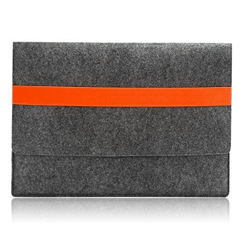 Lavievert Filz Laptoptasche , Handgefertigte Schutzhülle mit Orangem Elastischem Band für 15 Zoll MacBook Pro / Pro Retina (15 Zoll, Orange) - 2