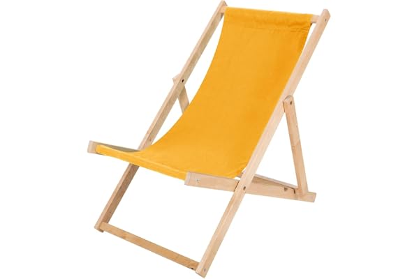 IMPWOOD Chaise longue de jardin en bois, fauteuil de relaxation, chaise de plage jaune