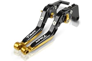 YP YuanPei Leve freno frizione pieghevoli Per TMAX 530 2012-2016 Leve estensibili in alluminio Accessori moto(Nero+Oro)