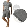 Dolamen-Pigiama-per-Uomo-Signore-calda-molle-Primavera-estate-Pigiama-da-notte-Strisce-Cotone-Uomo-Pigiama-sportivo-manica-corta-Top-Pantaloni-con-tasche