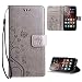 Produktbild Lenovo K5 Hülle Grau , Leathlux Vintage Blume Muster Premium PU Leder Schutzhülle Bookstyle Tasche Schale TPU Case mit Trageschlaufe Standfunktion für Lenovo K5 5.0"