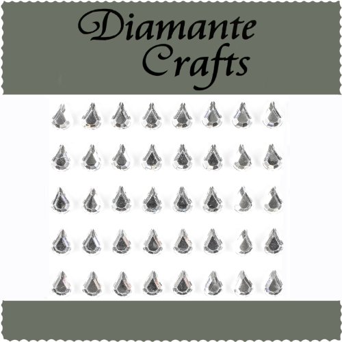 40 x 10mm Clear Diamante Teardrops Self Adheisve Rhinestone Body Gems - created exclusively for Diamante Crafts