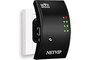 NETVIP Répéteur WiFi Amplificateur WiFi Puissant N300,2.4GHz WiFi Repeteur avec 1 Port Ethernet,Intégrées Norme IEEE 802.11 b/g/n,Compatible avec Tous Les Routeurs,Facile à Installation