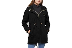 chiguomaoyi Women's Casual Ligtweight Military Jackets Anorak Utility High Waist Drawstring Zip Up Hood Coat