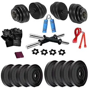 Bodyfit 22KG Weight Plates, 2x14inch D.Rods Home Gym Dumbell Set.