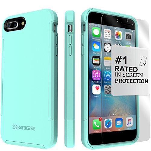 Funda iPhone 7 Plus   Aqua  Inspire Kit Funda Protectora SaharaCase con  Protector de Pantalla de Vidrio Templado ZeroDamage  Fuerte Protecci  n Antideslizante  Cubierta Anti-golpes  Fino y Elegante