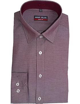 Marvelis Hemd Body Fit bordeaux gemustert 7508.89.39 extra langer Arm 69 cm