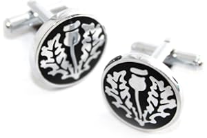 Must Have Souvenirs Scottish Scotland Flower Thistle Round Mens Cufflinks