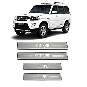 AutoPop Silver Non-led Footstep Door Sill Plate for Mahindra Scorpio (Set of 4)