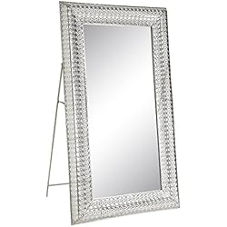 Espejo de pie de metal plateado romántico para dormitorio de 90 x 160 cm Arabia - Lola Home