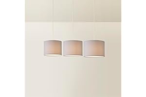 MiniSun | Modern Grey Drum Ceiling Light Shades with Diffusers | Pendant Lights, Home Décor & Improvement Essential | Pack of 3 | 300mm Shade Width