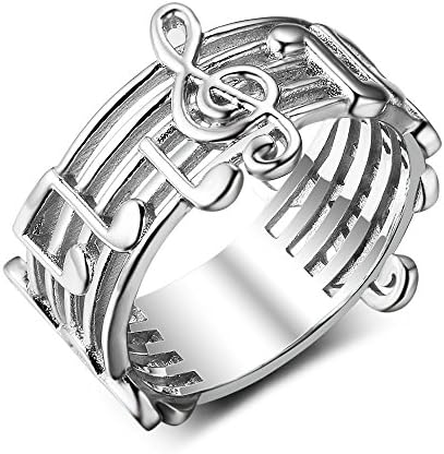 Fashion Music Note G Clef 925 Stering Silver Ring L 1/2