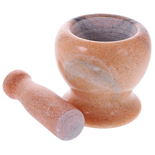 MagiDeal Marmor Mörsel und Stößel, Küche Gewürzmörser – Orange - 5