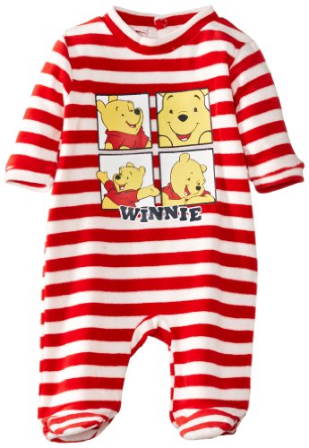 Disney Baby Boys Winnie The Pooh EN0305 Striped Long Sleeve Sleepsuit, Red (Red Stripes/White Stripes), 12-18 Months (Manufacturer Size:18 Months)