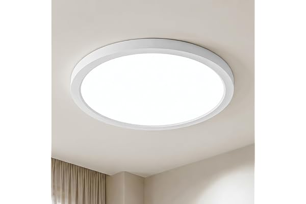 LQWELL Lámpara de techo LED Ultra Delgada Blanco 22cm 18W 6000K | Diseño minimalista moderno, protección IP44, ahorro energético. Ideal para baño, cocina, salón, dormitorio, pasillo y balcón