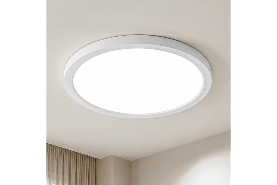 LQWELL Lámpara de techo LED Ultra Delgada Blanco 22cm 18W 6000K | Diseño minimalista moderno, protección IP44, ahorro en