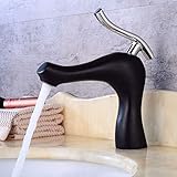 Eeayyygch Wasserhahn Moderne gebackene Schwarze Farbe warmes und kaltes Wasser, Keramik-Wasserhahn, Ventil-Einlochmontage, Einhebel-Wasserhahn, Becken Wasserhahn, (Farbe : -, Größe : -)