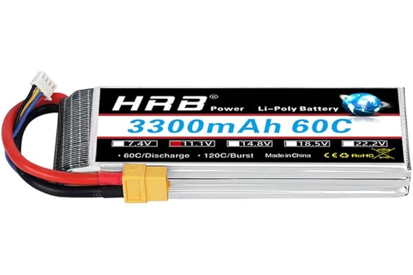 HRB 11.1V 3300mAh 3S 60C Lipo RC Batterie avec Prise XT60 pour RC Racing Avion hélicoptère Camion Camion Traxxas Slash DJI DJI F450 F550 Flamme fantôme Kyosho Racing Truck