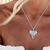 Collar con colgante de cadena con accesorios de elefante para mujeres y...
